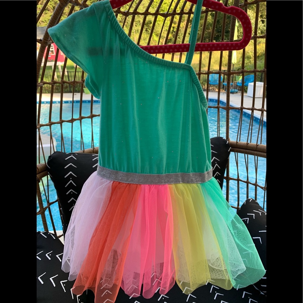 CAT & JACK ONE SHOULDER TUTU DRESS MULTICOLOR 2T 2